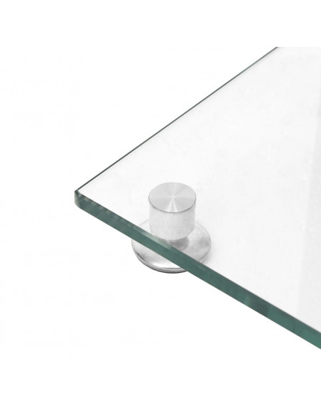 Pedane Casse 2pz Argento Vetro Temperato Design a 1 Pilastro
