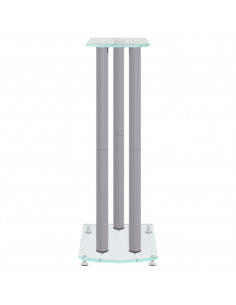 Pedane Casse 2pz Argento Vetro Temperato Design a 3 Pilastri