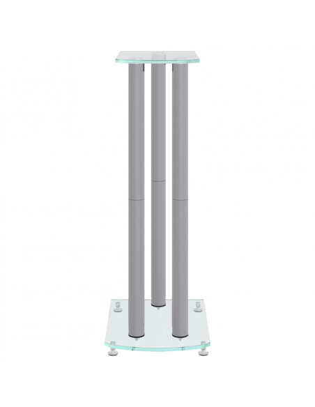 Pedane Casse 2pz Argento Vetro Temperato Design a 3 Pilastri