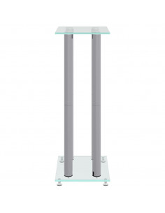 Pedane Casse 2pz Argento Vetro Temperato Design a 4 Pilastri