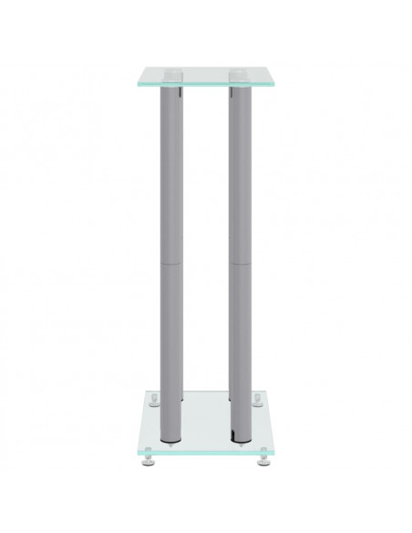 Pedane Casse 2pz Argento Vetro Temperato Design a 4 Pilastri