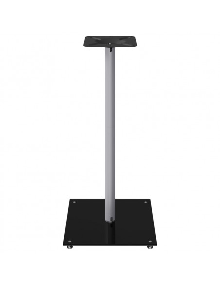 Pedane Casse 2pz Nero Argento Vetro Temperato Design 1 Pilastro