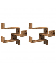 Mensole Angolari 2pz Legno Antico 40x40x49,5 cm in Truciolato 2