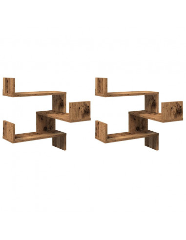 Mensole Angolari 2pz Legno Antico 40x40x49,5 cm in Truciolato