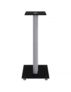 Pedane Casse 2pz Nero Argento Vetro Temperato Design 2 Pilastri