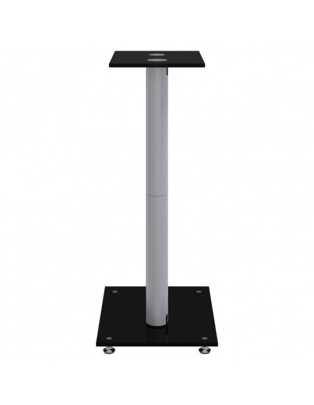 Pedane Casse 2pz Nero Argento Vetro Temperato Design 2 Pilastri