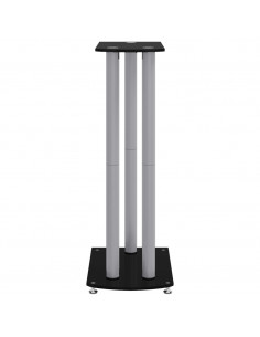 Pedane Casse 2pz Nero Argento Vetro Temperato Design 3 Pilastri