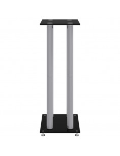 Pedane Casse 2pz Nero Argento Vetro Temperato Design 4 Pilastri