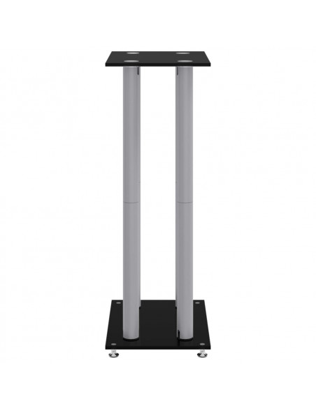 Pedane Casse 2pz Nero Argento Vetro Temperato Design 4 Pilastri
