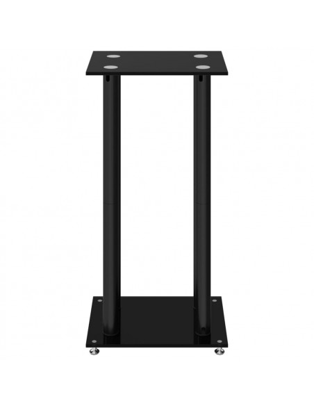 Pedane per Casse 2pz Nero Vetro Temperato Design a 4 Pilastri