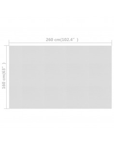 Pellicola Galleggiante Solare PE Piscina 260x160 cm Grigia