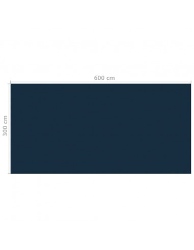 Pellicola Galleggiante Solare PE Piscina 600x300 cm Nero e Blu
