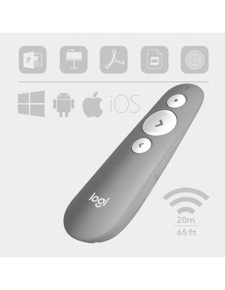 Logitech R500 puntatore wireless Bluetooth/RF Grigio