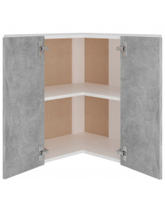 Pensile Angolare Grigio Cemento 57x57x60cm in Legno Multistrato