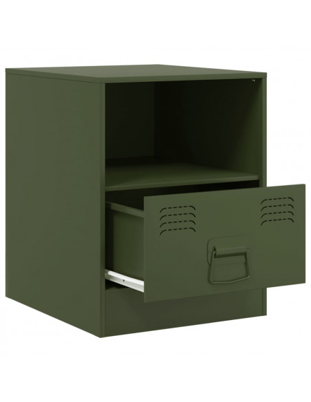 Comodino Verde Oliva 34,5x39x44 cm in Acciaio