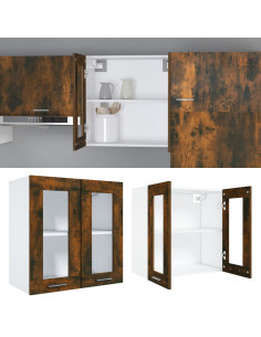 Pensile in Vetro Rovere Fumo 60x31x60 cm Legno Multistrato