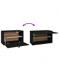 Pensile Nero 60x30x35 cm in Legno Massello di Pino