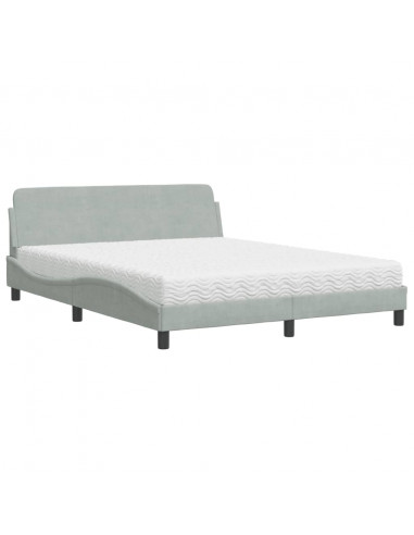Letto con Materasso Grigio Chiaro 160x200 cm in Velluto