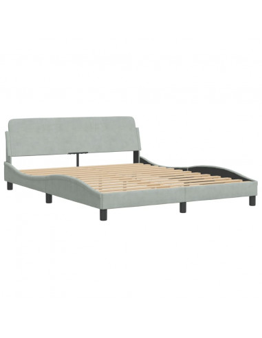 Letto con Materasso Grigio Chiaro 160x200 cm in Velluto