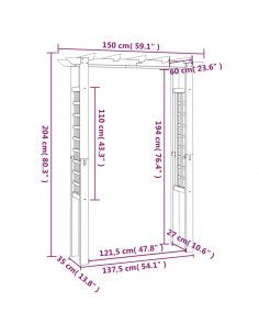 Pergola / Arco da Giardino 150x60x204 cm in Legno Impregnato