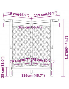 Pergola Angolare con Panca 166x81x174 cm Legno Pino Impregnato