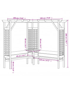 Pergola Angolare con Panca in Legno di Pino Impregnato