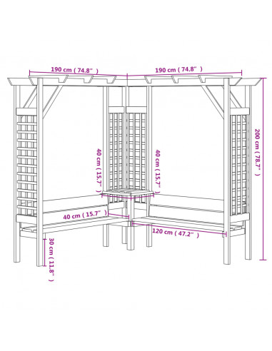 Pergola Angolare con Panca in Legno di Pino Impregnato
