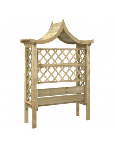 Pergola con Panca e Tetto in Legno di Pino Impregnato