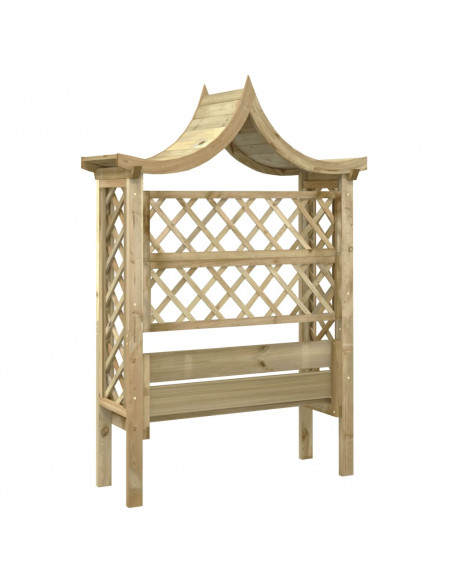 Pergola con Panca e Tetto in Legno di Pino Impregnato