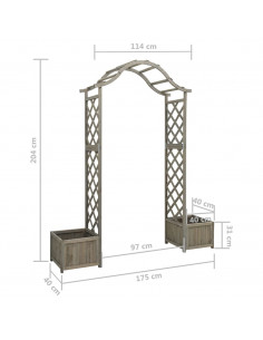 Pergola da Giardino con Fioriera Grigio Legno Massello di Abete