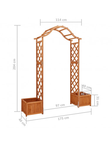 Pergola da Giardino con Fioriera in Legno Massello di Abete