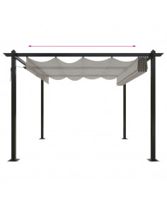 Pergola da Giardino con Tetto Retrattile 3x3 m Crema