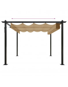 Pergola da Giardino con Tetto Retrattile 3x3 m Tortora
