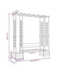 Pergola da Giardino Panca e Vasi Legno Massello Pino Impregnato