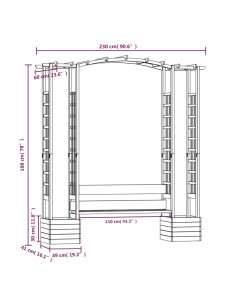 Pergola da Giardino Panca e Vasi Legno Massello Pino Impregnato
