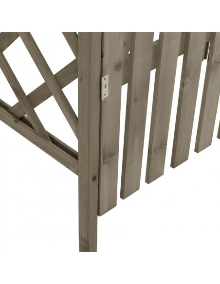 Pergolato con Cancello 116x40x204 cm Grigio in Legno di Abete