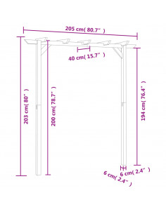 Pergolato da Giardino 205x40x203 cm in Legno
