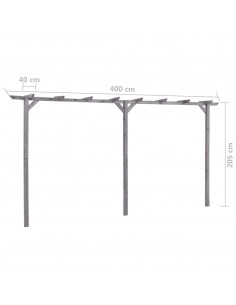 Pergolato da Giardino Grigio 400x40x205 cm in Pino Impregnato