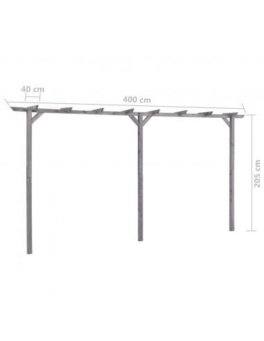 Pergolato da Giardino Grigio 400x40x205 cm in Pino Impregnato