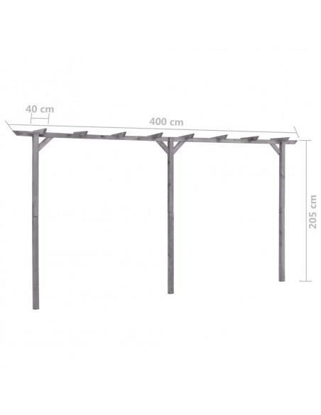Pergolato da Giardino Grigio 400x40x205 cm in Pino Impregnato