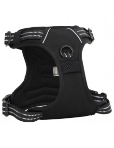 Pettorina per Cani con Strisce Riflettenti Regolabile Nera M