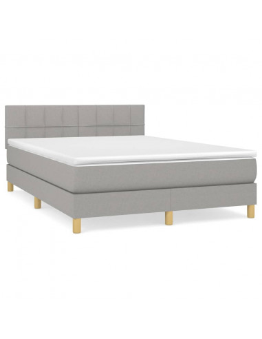 Giroletto a Molle con Materasso Grigio Chiaro 140x190cm Tessuto