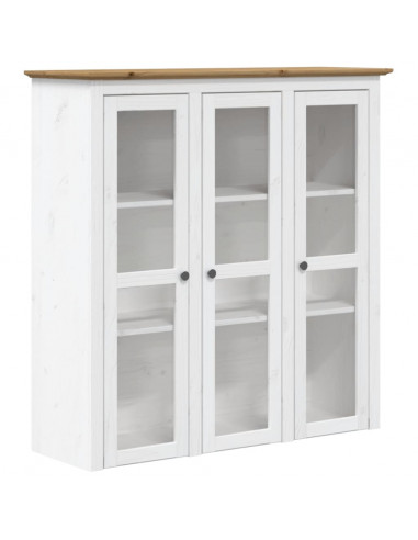 Mobile con Ante Vetro BODO Legno Massello Pino Bianco e Marrone
