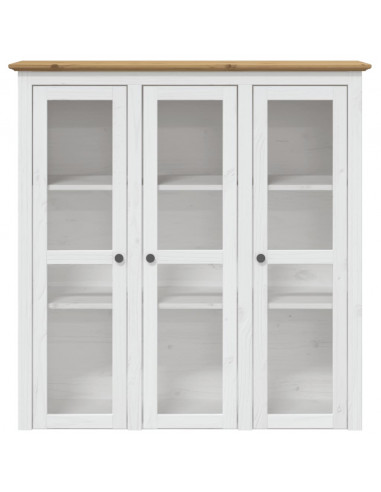 Mobile con Ante Vetro BODO Legno Massello Pino Bianco e Marrone