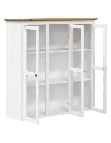 Mobile con Ante Vetro BODO Legno Massello Pino Bianco e Marrone
