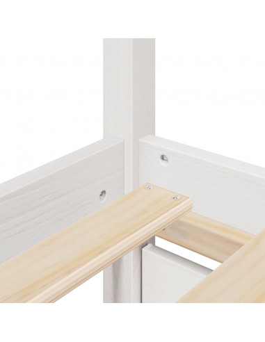 Letto Cassetti e Materasso Bianco 160x200cm Legno Massello Pino