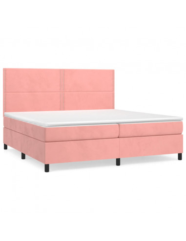 Giroletto a Molle con Materasso Rosa 200x200 cm in Velluto