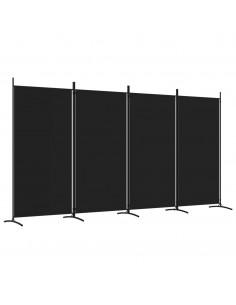 Divisorio a 4 Pannelli Nero 346x180 cm in Tessuto 2