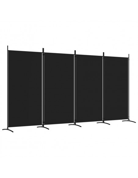 Divisorio a 4 Pannelli Nero 346x180 cm in Tessuto