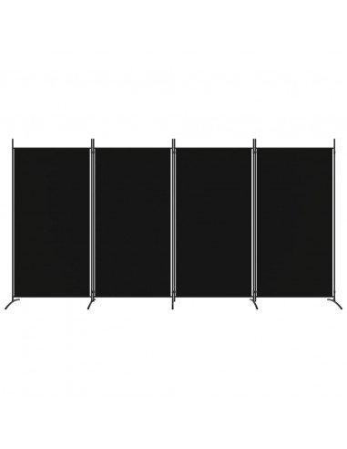 Divisorio a 4 Pannelli Nero 346x180 cm in Tessuto